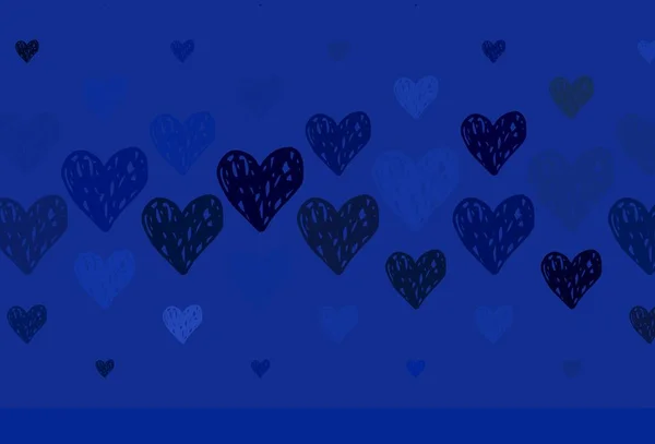ライトブルーベクトルの背景にハート 背景にグラデーションのハートの形をしたイラスト バレンタインのグリーティングポストカードのテンプレート — ストックベクタ