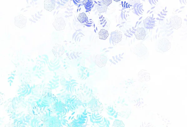 Rosa Claro Fondo Natural Vector Azul Con Hojas Flores Ilustración — Archivo Imágenes Vectoriales