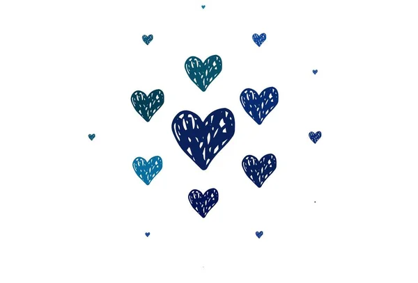 Ανοιχτό Μπλε Πράσινο Διανυσματικό Φόντο Καρδιές Εικονογράφηση Σχήματα Βαθμονομημένων Καρδιών — Διανυσματικό Αρχείο