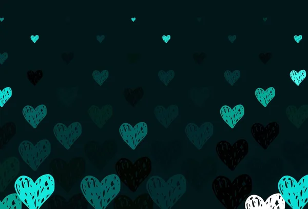 Світло Блакитний Зелений Векторний Фон Сердечками Красиві Абстрактні Серця Барвистому — стоковий вектор