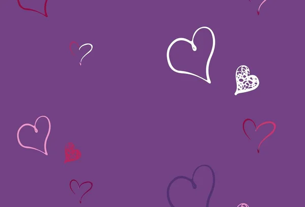 Ανοιχτό Μωβ Ροζ Διανυσματικό Φόντο Λαμπερές Καρδιές Λαμπερή Απεικόνιση Καρδιές — Διανυσματικό Αρχείο