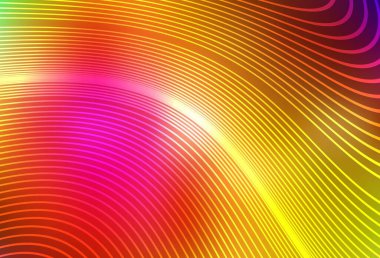 Eğri çizgileri olan koyu renkli vektör arkaplanı. Basit eğri biçiminde parlak renkli bir illüstrasyon. İş tasarımınız için şablon.