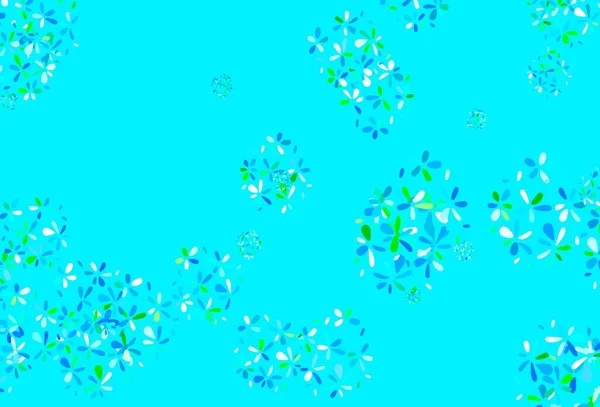 Azzurro Texture Scarabocchiare Vettore Verde Con Foglie Elegante Illustrazione Luminosa — Vettoriale Stock