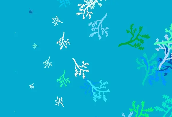 Hellgrüne Vektorschablone Mit Sakura Glitzernde Abstrakte Illustration Mit Blättern Und — Stockvektor