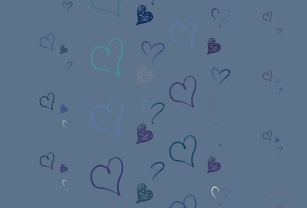 Rose Clair Motif Vectoriel Bleu Avec Des Cœurs Colorés Beaux — Image vectorielle
