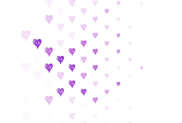 Modèle Vectoriel Violet Clair Avec Des Cœurs Colorés Beau Cœur — Image vectorielle