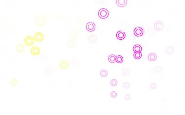 Açık pembe, noktalı sarı vektör arkaplan. Bulanık yağmur damlaları olan soyut bir çizim. Poster ve web siteleri için tasarım.