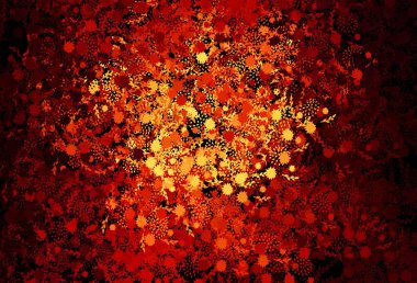 Koyu kırmızı, rastgele şekilli sarı vektör deseni. Modern tarzda değişen renkli kaotik formlar. Bir cep telefonu için arka plan.