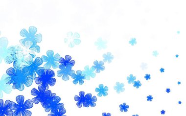 Açık mavi vektör deseni çiçeklerle karalıyor. Beyaz arka planda gradyanı olan çiçekler. İşiniz için en iyi tasarım..