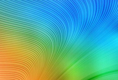 Açık mavi, bükülmüş çizgileri olan sarı vektör düzeni. Kavisli çizgilerden oluşan parlak bir illüstrasyon. İş tasarımınız için şablon.