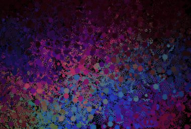 Memphis şekilli koyu renkli vektör arkaplan. Renkli rastgele şekillerle modern soyut illüstrasyon. Kartvizitiniz için modern tasarım.