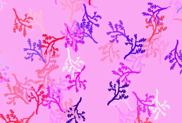 Luz Púrpura Rosa Vector Doodle Telón Fondo Con Sakura Ilustración — Vector de stock