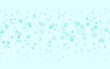 Açık mavi, daire şekilli yeşil vektör düzeni. Bulanık yağmur damlaları olan soyut bir çizim. Güzel web siteleri için desen.