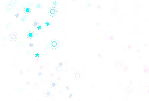 Rosa Claro Fondo Vectorial Azul Con Estrellas Brillantes Soles Ilustración — Vector de stock