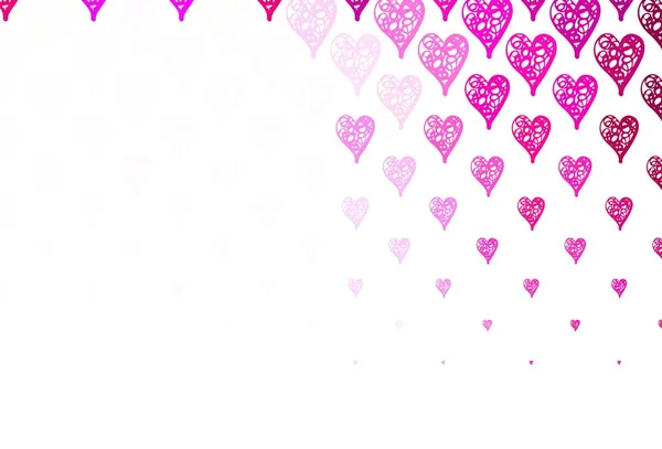 甘い心を持つライトピンクのベクトルの背景 背景にグラデーションのハートの形をしたイラスト バレンタインのグリーティングポストカードのテンプレート — ストックベクタ
