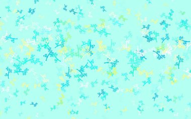 Açık yeşil vektör arkaplanı dallarla karalıyor. Yaprakları karalama tarzında renkli ve soyut çizimler. Tasarımınız için yeni şablon.