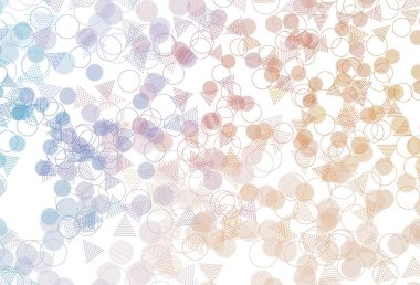 Açık mavi, daire şeklinde çokgen şeklinde sarı vektör deseni. Çemberler ve üçgenlerle soyut gradyan çizimi. İniş sayfası için modern şablon.