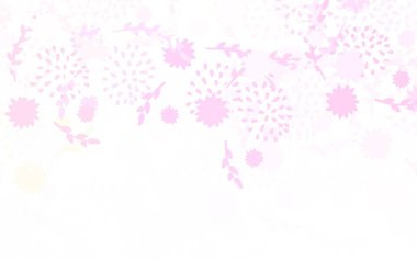 Açık Pembe, sarı vektör soyut arkaplan. Çiçeklerin dekoratif tasarımı beyaz arkaplanda. Duvar kağıdı tasarımınız için yeni bir doku.