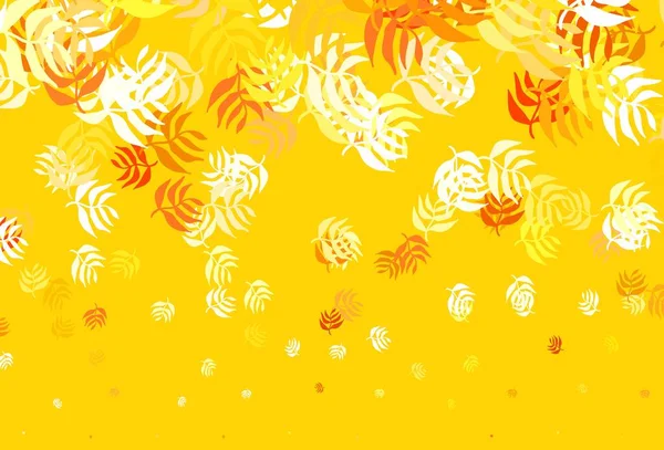 Light Orange Vektor Abstrakter Hintergrund Mit Blättern Neue Bunte Illustration — Stockvektor