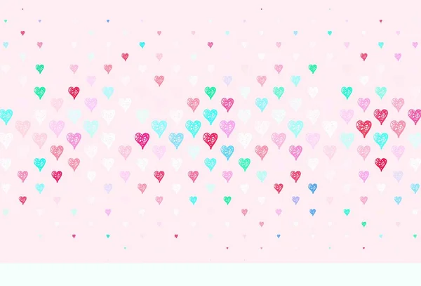 Light Green Red Vector Backdrop Sweet Hearts Beautiful Abstract Hearts — Stock Vector