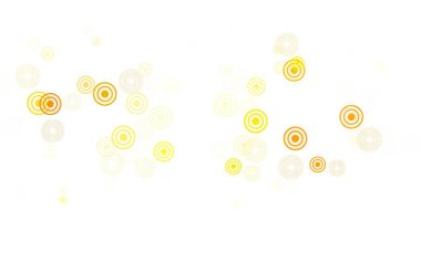 Açık yeşil, daire şekilli sarı vektör düzeni. Soyut arka planda bulanık kabarcıklar ve renkli gradyan. Fütürist reklamlar ve kitapçıklar için şablon.