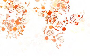 Açık kırmızı vektör çiçek ve güllerle soyut arkaplan. Çiçeklerle karalama tarzında renkli çizimler. Çocuk kitapları için renkli desen.