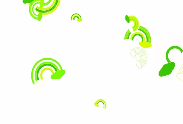 Hellgrüner Gelber Vektorhintergrund Mit Regenbogensymbolen Illustration Mit Vereinzelten Zeichen Des — Stockvektor