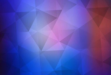 Açık mavi, kırmızı vektör üçgen mozaik doku. Üçgenli renkli soyut çizimler. Pankartın için tamamen yeni bir şablon.