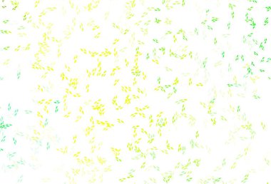 Açık yeşil, yapraklı sarı vektör karalama düzeni. Bulanık şekilli ve yapraklı yepyeni bir resim. Çocuk kitapları için renkli desen.