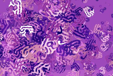 Açık Mor, kaotik şekilli pembe vektör şablonu. Rastgele şekillerle soyut tarzda dekoratif tasarım. Bir cep telefonu için arka plan.