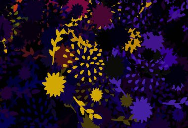 Soyut şekilli koyu renkli vektör arkaplanı. Rastgele şekillerle soyut tarzda dekoratif tasarım. Duvar kağıtları için zarif tasarım.