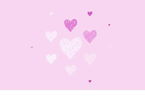 Светло Розовый Векторный Фон Сердцем Яркая Иллюстрация Сердцами Абстрактном Шаблоне — стоковый вектор