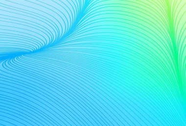 Açık mavi, eğri çizgileri olan yeşil vektör arkaplan. Eğimli çizgileri olan zarif parlak bir illüstrasyon. Cep telefonu ekranları için arkaplan.