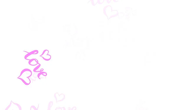 Светло Фиолетовая Розовая Векторная Текстура Прекрасными Сердцами Яркая Иллюстрация Сердцами — стоковый вектор