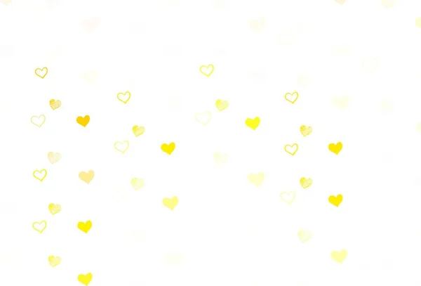 Verde Claro Fondo Vector Amarillo Con Corazones Ilustración Decorativa Brillante — Vector de stock