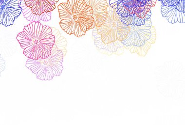 Yapraklı açık mor vektör soyut tasarımı. Beyaz arka planda eskiz karalama çiçekleri. Markan için şık bir model..