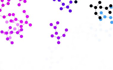 Yapay zeka verileriyle açık mor vektör arkaplanı. Soyut şablondaki yapay zeka şekilleriyle parlayan illüstrasyon. Siber yeniliklerin tasviri için tasarım.