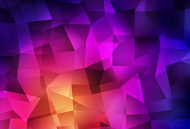 Koyu pembe, sarı vektör üçgen arkaplan. Çokgen soyut çizim ve gradyan. Broşürünüz için yepyeni bir tasarım..