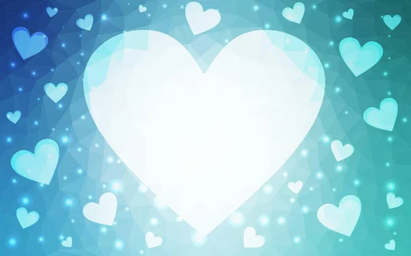 Светло Синий Векторный Фон Сердцами Shining Цветная Иллюстрация Сердечками Стиле — стоковый вектор