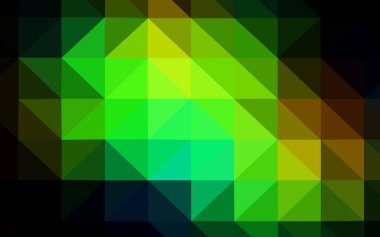 Koyu yeşil, sarı vektör çokgen desen. Üçgenli renkli soyut çizimler. İş tasarımınız için yepyeni bir tarz.