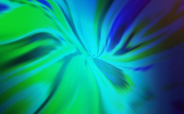 Açık mavi, eğri çizgileri olan yeşil vektör arkaplan. Değişken çizgileri olan renkli geometrik örnek. İşiniz için yepyeni bir tasarım..