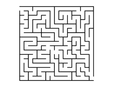 Siyah labirenti olan beyaz vektör deseni. Siyah ve beyaz labirent, basit bir stilde. Pazzle, labirent kitapları, dergiler için kavram.