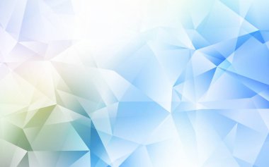 Açık mavi, yeşil vektör çokgen arka plan. Gradyanı olan üçgen geometrik örnek. Dizaynınız için üçgen desen.