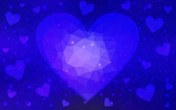 Dark Blue Vector Pattern Colorful Hearts Beautiful Colored Illustration Hearts — Stock Vector