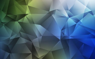 Koyu mavi, yeşil vektör soyut mozaik fon. Çokgen biçiminde, gradyan ile renkli çizimler. İş tasarımınız için yepyeni bir tarz.