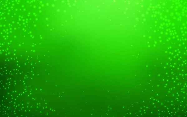 Fondo Vectorial Verde Claro Con Estrellas Galaxias Diseño Decorativo Borroso — Vector de stock