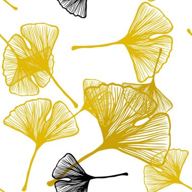 Koyu sarı vektörlü, yapraklı, soyut arkaplan. Origami tarzındaki yaprakların gradyanlı karalama çizimi. Kartvizitler, web siteleri için şablon.