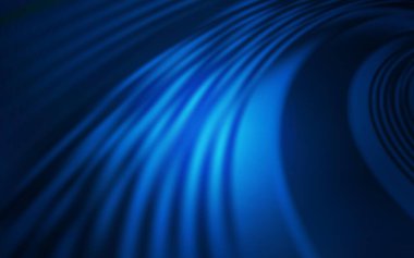 Koyu mavi çizgili vektör arkaplanı. Kavisli çizgilerden oluşan parlak bir illüstrasyon. Tasarımınız için renkli dalga deseni.