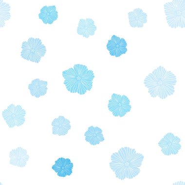 Açık mavi renk vektörlü, çiçekli doğal arkaplan. Çiçeklerle bulanık şekilli yaratıcı çizimler. Duvar kağıdı ve kumaş yapımcıları için tasarım.