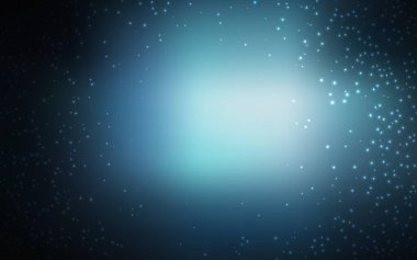 Kozmik yıldızlı koyu mavi vektör düzeni. Parlak astronomik yıldızlı parlak renkli çizimler. Astronomi web siteleri için desen.